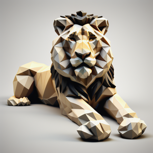 Leão Observador - Low Poly